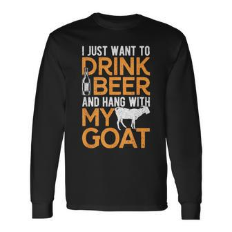 Hang With My Goat Dad Goat Father Goat Farmer Goat Owner Long Sleeve T-Shirt - Monsterry