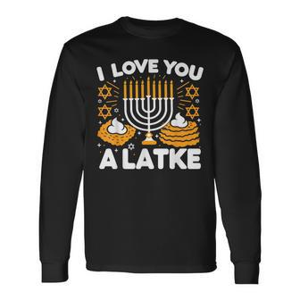 Hanukkah I Love You A Latke Pajamas Chanukah Hanukkah Pjs Long Sleeve T-Shirt - Seseable