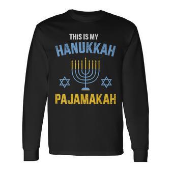 This Is My Hanukkah Pajamakah For Jewish Christmas Pajama Long Sleeve T-Shirt - Monsterry UK