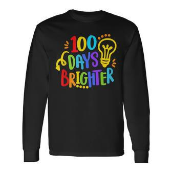 Happy 100Th Day Of School 100 Days Brighter Girls Teacher Long Sleeve T-Shirt | Mazezy