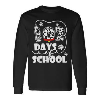 Happy 102 Days School 100Th Days Smarter Dog Student Teacher Long Sleeve T-Shirt | Mazezy DE