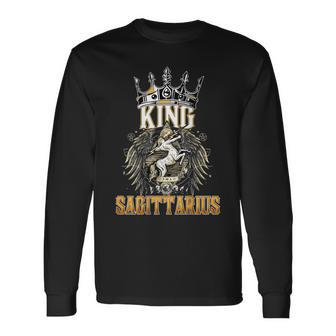 Happy Birthday Sagittarius King Black King Zodiac Birthday Long Sleeve T-Shirt - Monsterry CA
