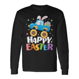 Happy Easter Monster Truck Bunny Easter Eggs Boys Toddler Long Sleeve T-Shirt - Seseable