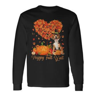 Happy Fall Y'all Beagle Dog Pumpkin Thanksgiving Long Sleeve T-Shirt | Mazezy