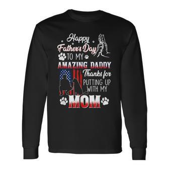 Happy Father's Day To My Amazing Dad Dog America Fathers Day Long Sleeve T-Shirt - Thegiftio UK