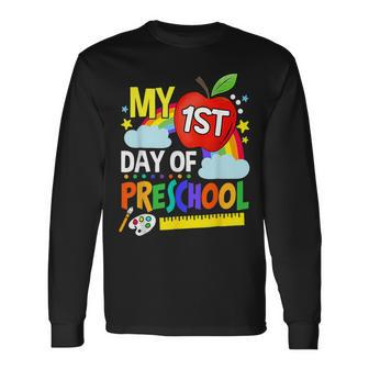 Happy My First Day Of Preschool Back To School Long Sleeve T-Shirt - Seseable