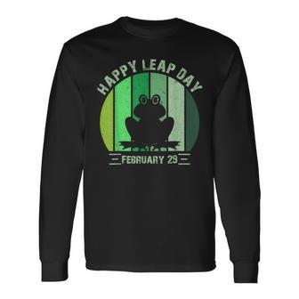 Happy Leap Day February 29 Leap Year Hoppy Frog Vintage Long Sleeve T-Shirt | Mazezy