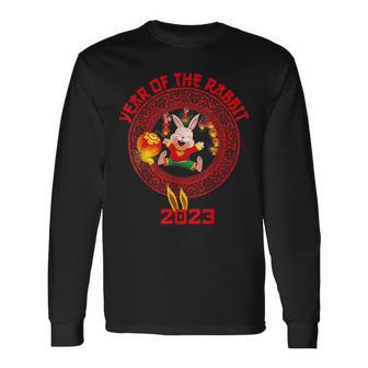 Happy Lunar New Year 2023 Cute Chinese Rabbit Decorations Long Sleeve T-Shirt - Monsterry AU