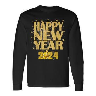 Happy New Year 2024 New Years Eve Party Countdown Fireworks Long Sleeve T-Shirt - Seseable