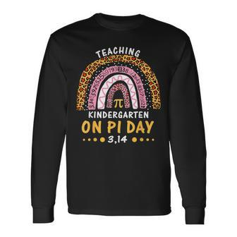 Happy Pi Day Kindergarten Math Teachers Leopard Rainbow Long Sleeve T-Shirt - Monsterry