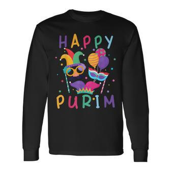 Happy Purim Jewish Purim Costume Long Sleeve T-Shirt | Mazezy