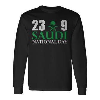 Happy Saudi Arabia Tree Swords National Day Long Sleeve T-Shirt - Monsterry UK