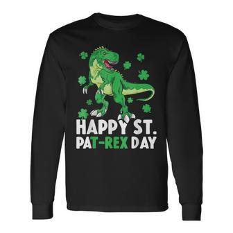 Happy St Pat-Rex Dinosaur Saint Patrick's Day For Boys Girls Long Sleeve T-Shirt - Monsterry