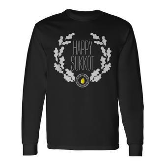 Happy Sukkot Jewish New Year Israel Four Species Etrog Lulav Long Sleeve T-Shirt - Monsterry AU