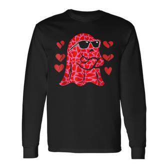 Happy Valentine Cute Ghost Retro Be My Boo Spooky Ghost Long Sleeve T-Shirt - Monsterry AU