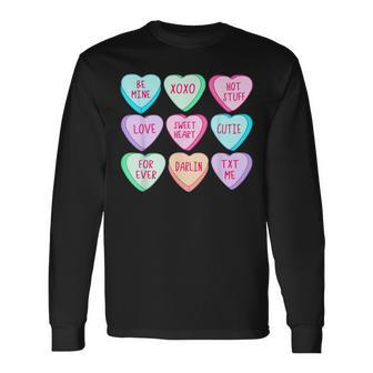 Happy Valentines Day Candy Conversation Hearts Cute Long Sleeve T-Shirt - Seseable