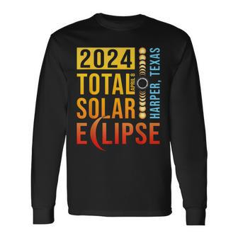 Harper Texas Tx Total Solar Eclipse 2024 Long Sleeve T-Shirt - Monsterry UK
