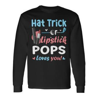 Hat Trick Or Lipstick Pops Loves You Gender Reveal Long Sleeve T-Shirt | Mazezy