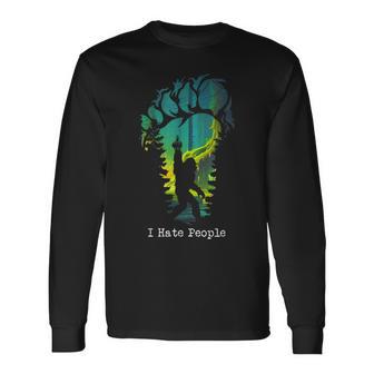 I Hate People Bigfoot Footprint Long Sleeve T-Shirt - Monsterry CA