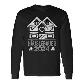 Hausbauer 2024 Schwarzes Langarmshirts, Hausbau-Motiv Design - Seseable