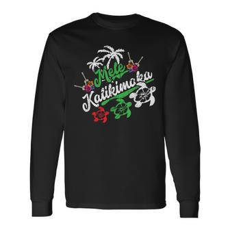 Hawaii Mele Kalikimaka Hawaiian Merry Christmas Long Sleeve T-Shirt - Monsterry UK