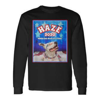 Haze 2020 Pit Bull Dog American Flag Graphics Long Sleeve T-Shirt - Monsterry