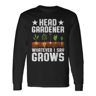 Head Gardener Garden Plants Lover Allotment Gardening Long Sleeve T-Shirt - Thegiftio UK