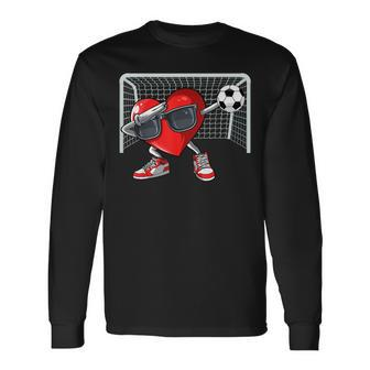 Heart Dab Valentines Day Soccer Player Lover For Boys Long Sleeve T-Shirt | Mazezy