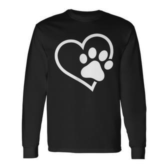Heart With Paw For Cat Or Dog Lovers Long Sleeve T-Shirt | Seseable CA