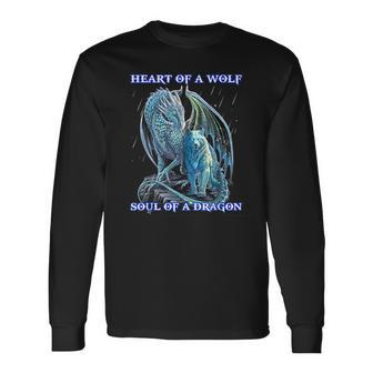 Heart Of Wolf Soul Of A Dragon Long Sleeve T-Shirt - Thegiftio UK