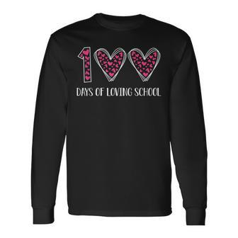 Hearts 100 Days Of Loving School 100Th Day Of School Teacher Long Sleeve T-Shirt - Seseable