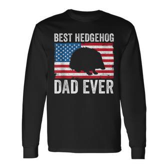 Hedgehog Dad American Flag Hedgehog Lovers Owners Men Long Sleeve T-Shirt - Monsterry