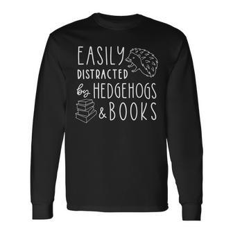 Hedgehog I Love Hedgehogs Reading Book Lover Hedgehog Long Sleeve T-Shirt - Monsterry DE