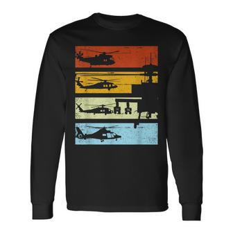 Helicopterintage Helicopter Pilot Langarmshirts - Seseable