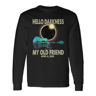 Hello Darkness My Friend Solar Eclipse 2024 April 8 T- Long Sleeve T-Shirt | Mazezy