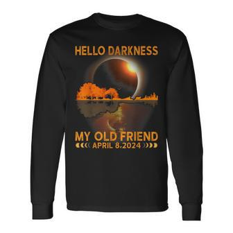 Hello Darkness My Friend Solar Eclipse April 8 2024 Long Sleeve T-Shirt - Monsterry AU