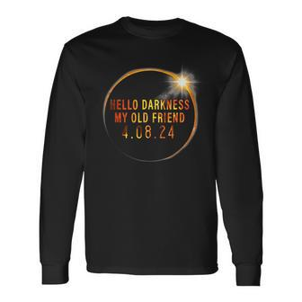 Hello Darkness My Old Friend 2024 Solar Eclipse Long Sleeve T-Shirt - Seseable