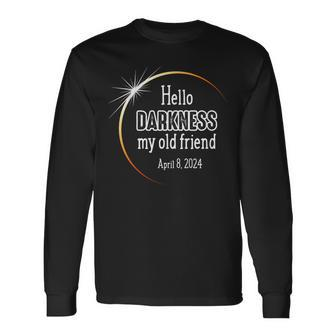 Hello Darkness My Old Friend April 8 2024 Eclipse Long Sleeve T-Shirt | Mazezy