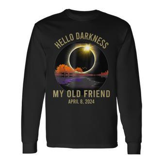 Hello Darkness My Old Friend Guitar Landscape Long Sleeve T-Shirt | Mazezy