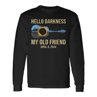 Hello Darkness My Old Friend Solar Eclipse 2024 Long Sleeve T-Shirt | Mazezy