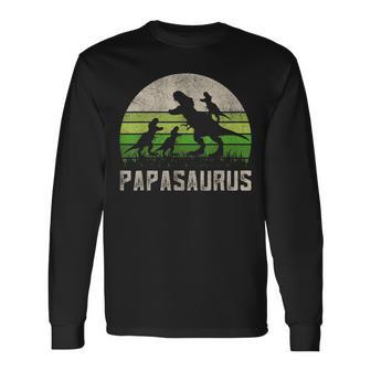 Herren 3 Kinder Saurier Papa T-Stück Spaßatertag Dinosaurierati Langarmshirts - Geschenkecke