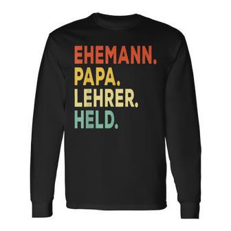 Herren Ehemann Papa Lehrer Held Retro-Jahrgangatertag Langarmshirts - Geschenkecke