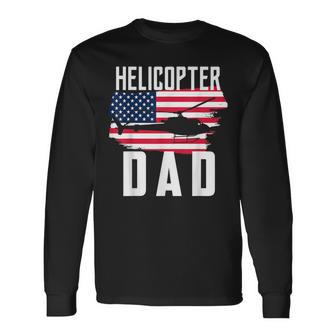 Herren Hubschrauber Papa Usa Flagge Hubschrauber Pilotatertag Langarmshirts - Geschenkecke