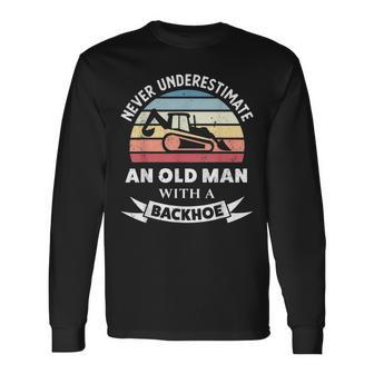 Herren Old Man With A Backhoe Lustiger Bagger Geschenk Papa Langarmshirts - Geschenkecke