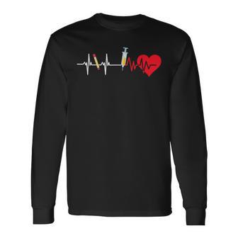 Herzpuls-Phlebotomisten-Spritze Krankenschwester Kardiologe Arzt Langarmshirts - Geschenkecke