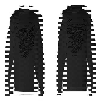 Highland Cow Graphic Cute Scotland Highland Cow Long Sleeve T-Shirt - Thegiftio