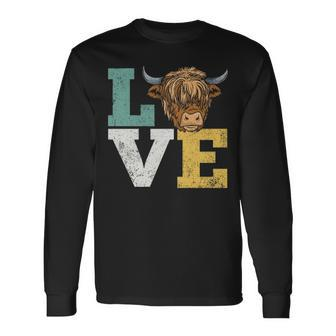Highland Cows Farmer Scottish Vintage Long Sleeve T-Shirt | Mazezy