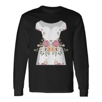 Hilarious Wedding Dresses Engagements Mockery Illustration Long Sleeve T-Shirt - Monsterry DE