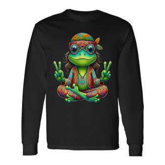 Hippie Blume Frieden Seele Liebe Frosch Langarmshirts - Seseable