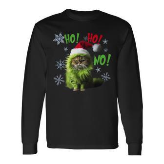 Ho Ho No Bad Cat Christmas Long Sleeve T-Shirt - Monsterry